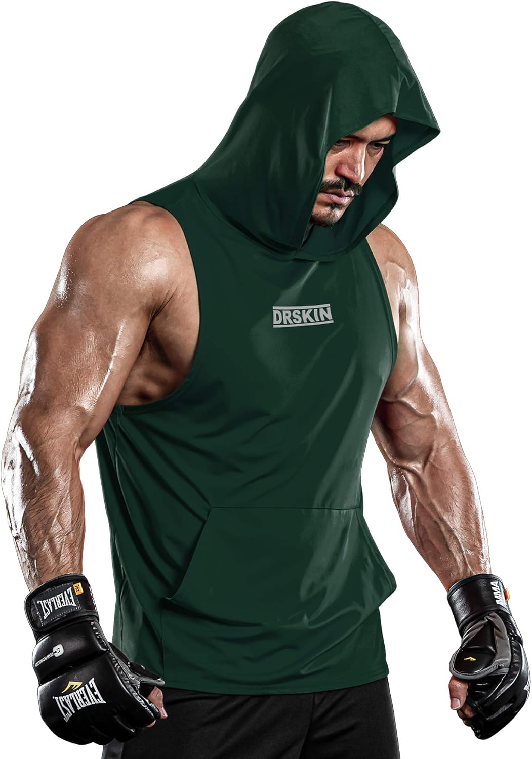 DRSKIN 1~2 Pack Men's Hooded Tank Tops Bodybuilding Muscle Cut Off T Shirt Sleeveless Gym Training Hoodies Workout Dry: Clothing