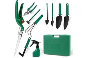 Garden Tools 10-Piece Heavy Duty Gardening Tools with Pruning Shears & Large Garden Tote, Rust-Proof Tools Set for Gardening,