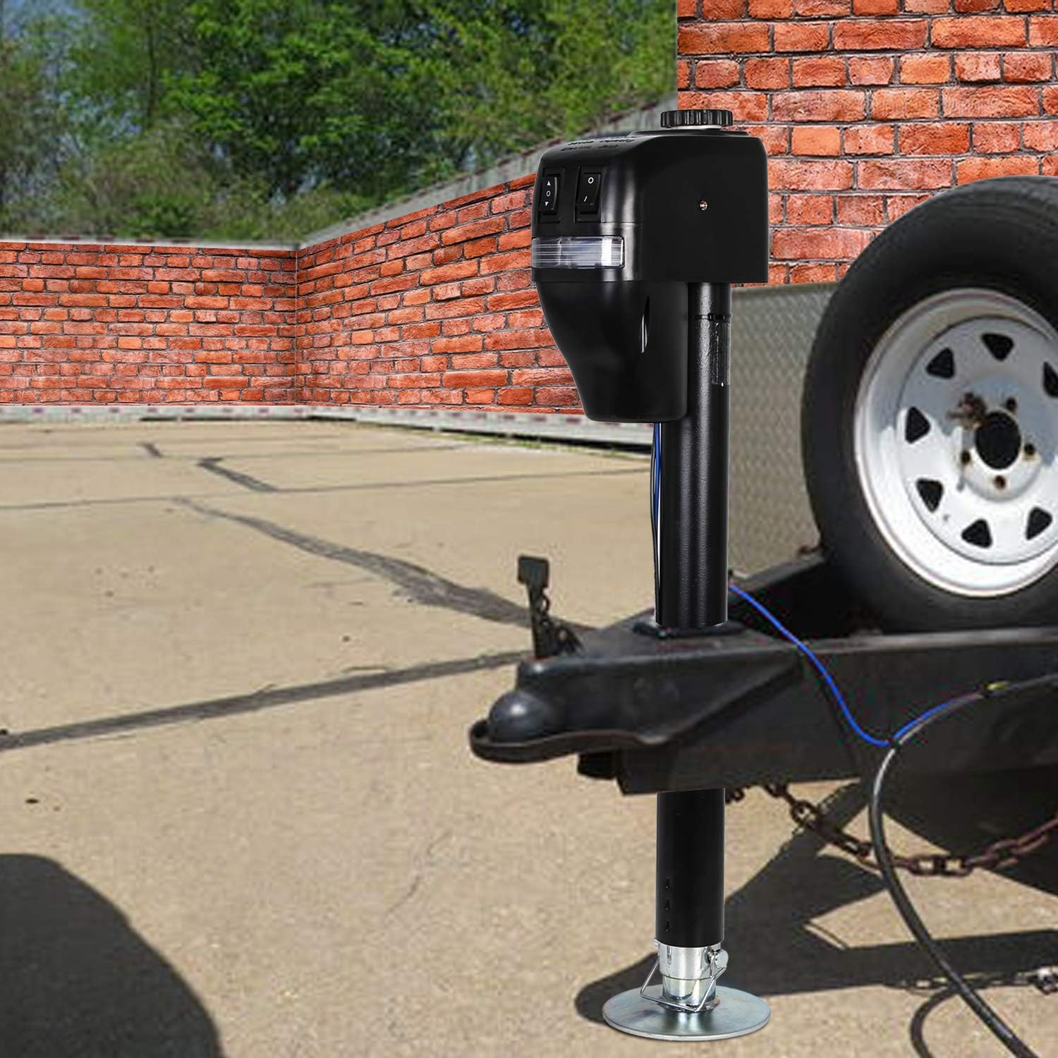 Weize Power Tongue Jack, 3500 Lb. Heavy Duty Electric Trailer Jack with Drop Leg, 23-5/8" Lift, 12V DC: Automotive