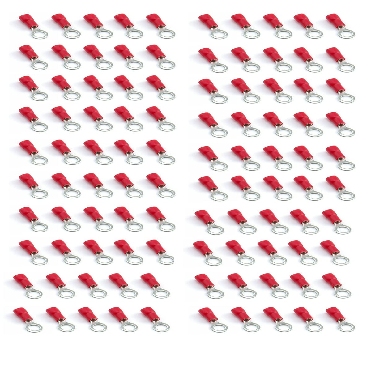 UMTMedia® 100 Pieces Red 5.3mm Insulated Crimp Ring Electrical Connector Terminal Connectors