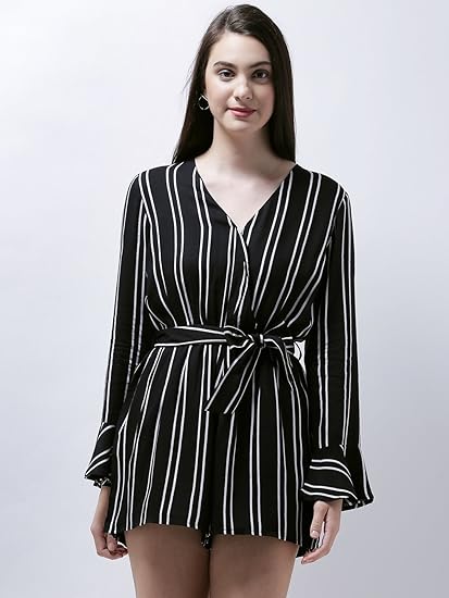 black and white striped playsuit