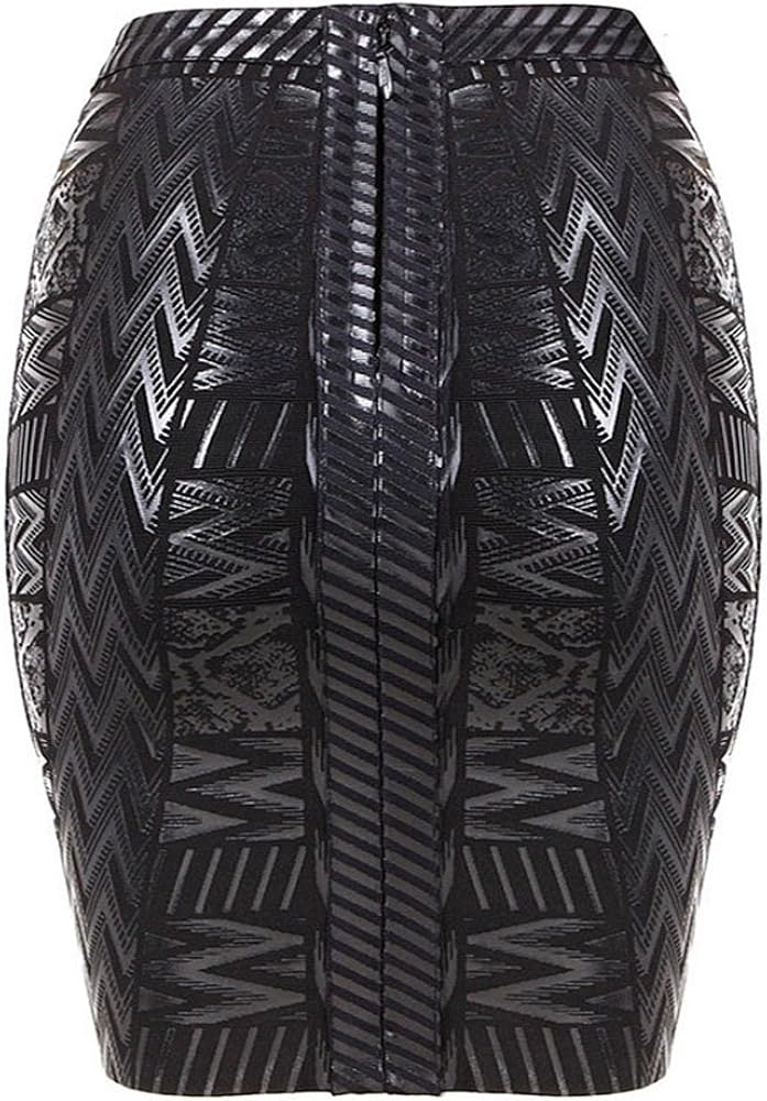 HLBandage Leather Metallic High Waist Bandage Skirt at  Women’s Clothing store