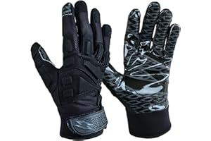 SCALE WEAR DESIGN Stealth Padded Football Receiver Gloves - Battle College Lineman, Be a Villain Not a Joker with Padded Stealth Football Gloves with Elite Tacky Grip Palms, Youth, Kids, Men, Boys Small to XXL Sizes