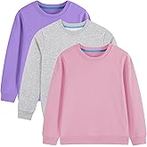 Shouldin 3-Pack Kids and Toddlers' Crewneck Sweatshirts Medium Weight Solid Long Sleeve Pullover Tops for Boys and Girls