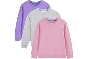 Shouldin 3-Pack Kids and Toddlers' Crewneck Sweatshirts Medium Weight Solid Long Sleeve Pullover Tops for Boys and Girls