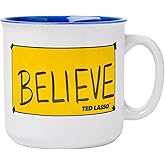 Silver Buffalo Ted Lasso Believe Ceramic Camper-Style Coffee Mug, 20 Ounces