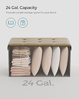 SONGMICS MAZIE Storage Ottoman Bench 76 cm Folding Foot Rest End of Bed Green view 4