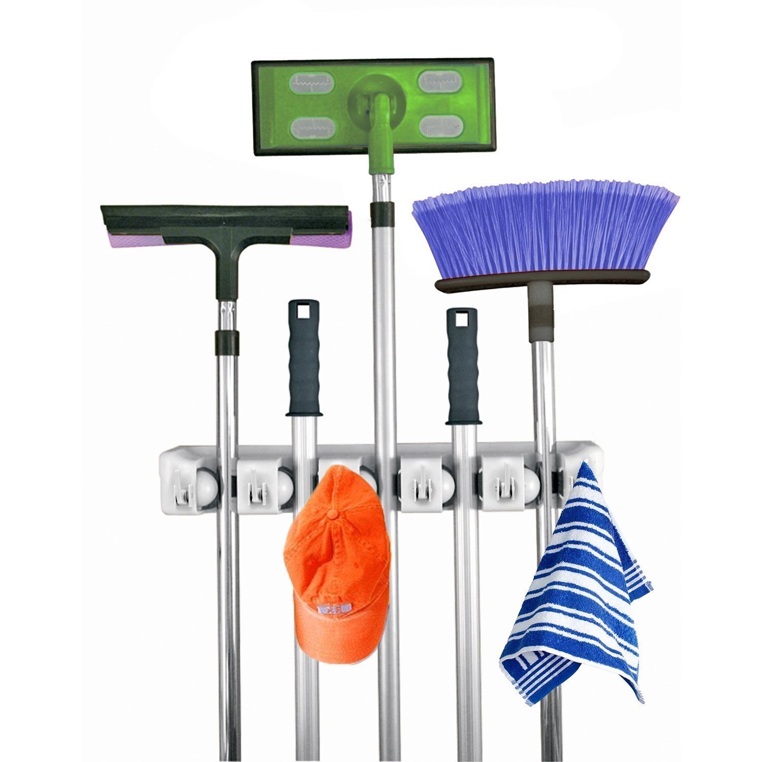 Leadrise® Mop and Broom Holder,5 Position with 6 Hooks