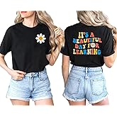 MAIHUN Women Teacher Life Shirt Teacher Gift Short Sleeve Shirts It s a Beautiful Day for Learning T-Shirt