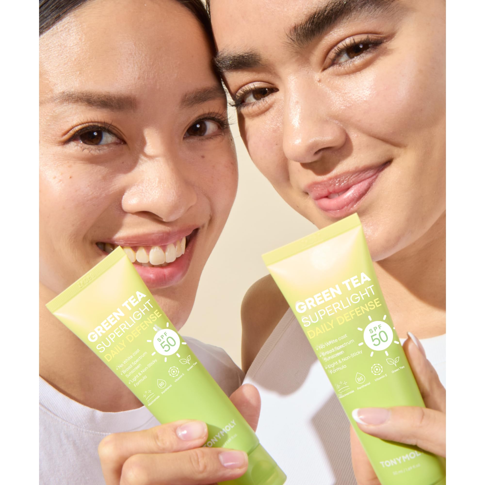TONYMOLY Green Tea Korean Sunscreen SPF 50 – Non-Greasy Broad Spectrum Face Sunscreen with Niacinamide, Panthenol & Hyaluronic Acid, Travel Size 50ml