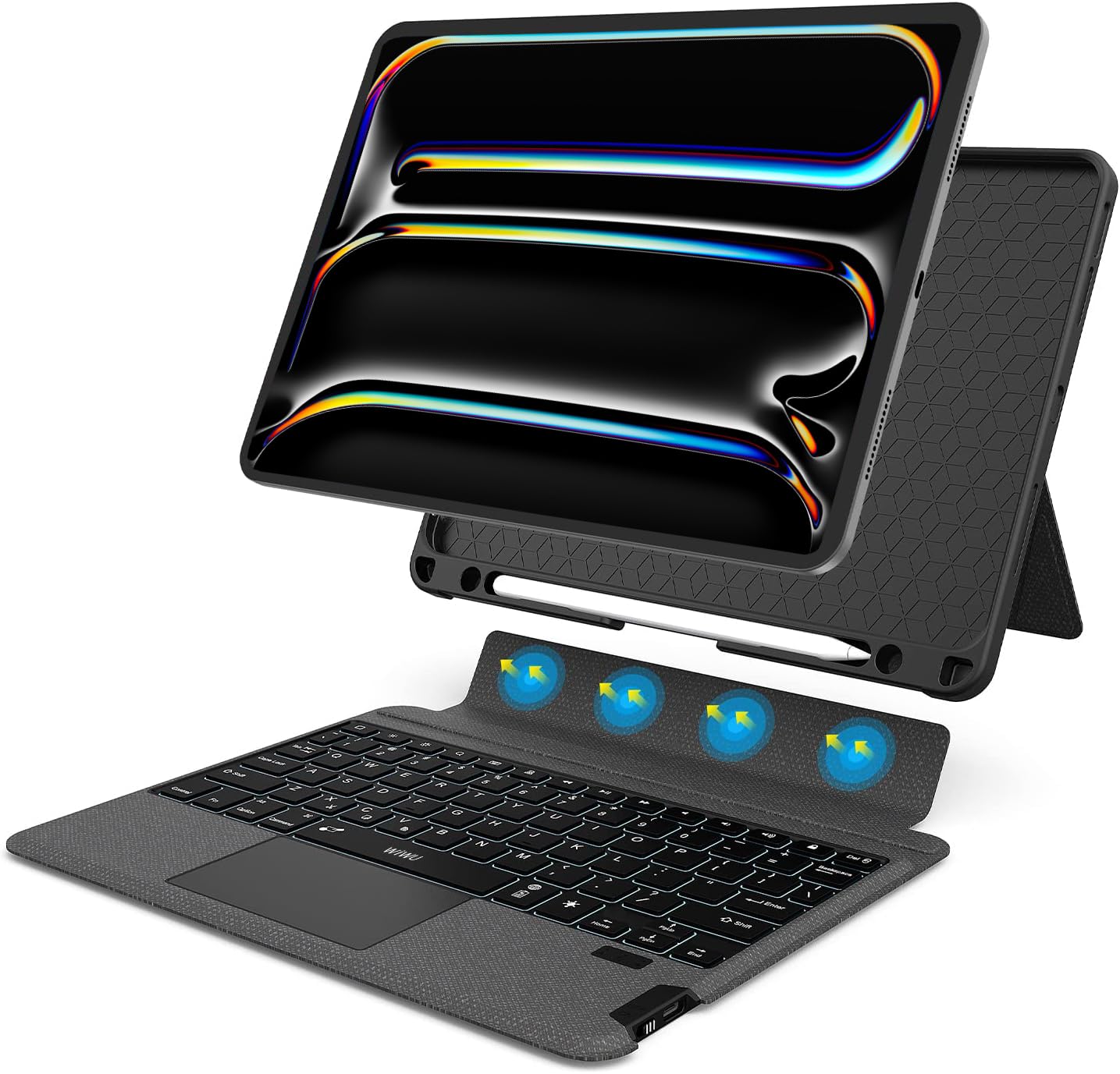 Photo 1 of iPad Pro 12.9 Case with Keyboard: Detachable Wireless iPad Pro 12.9 Keyboard 6th 5th 4th 3rd Gen, iPad 12.9 Case with Key Board & Pencil Holder | Multi-Touch Trackpad, Backlits, Front Back Protection