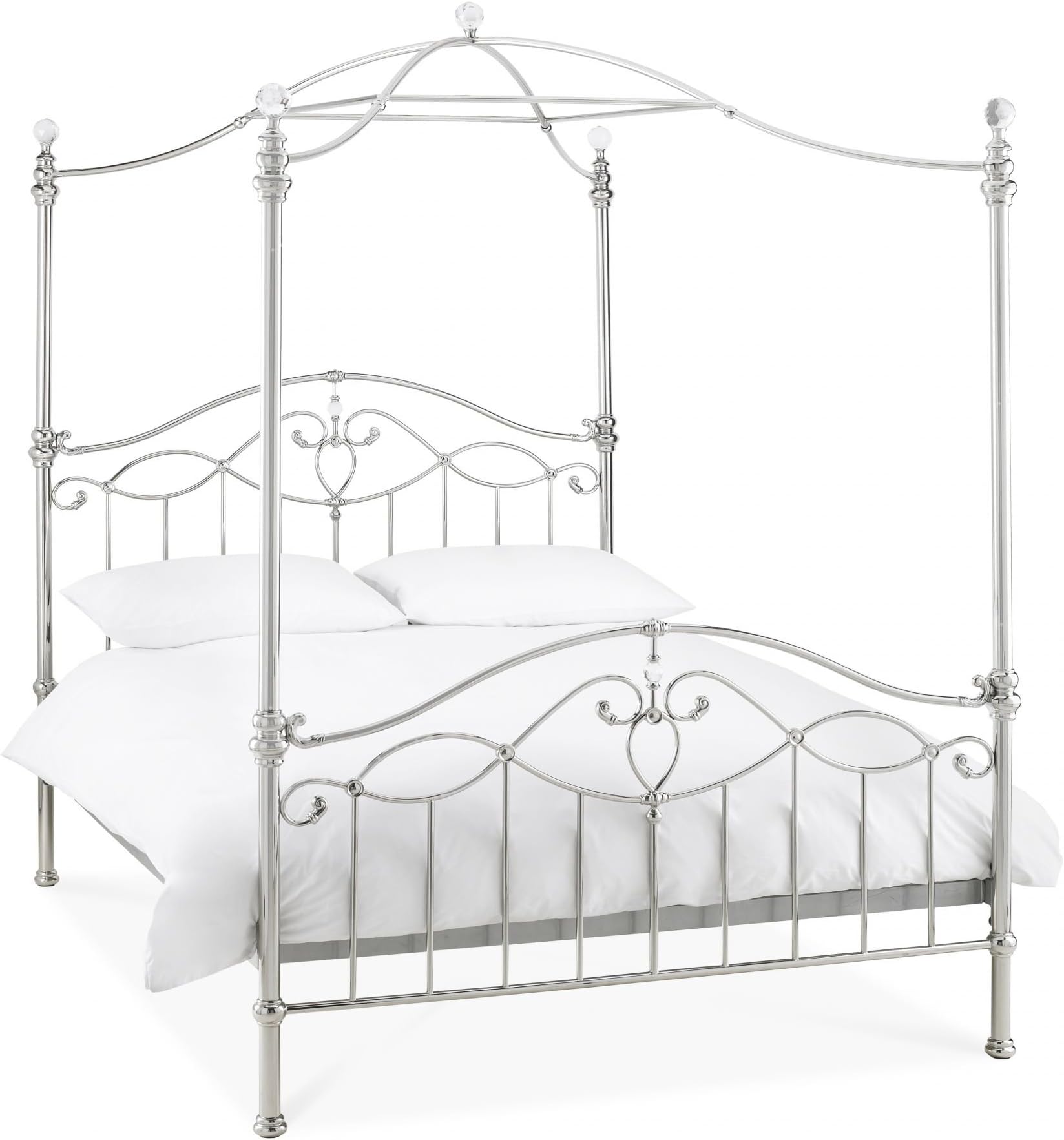 Bentley Designs Elena 150cm Canopy Shiny Nickel Bedstead