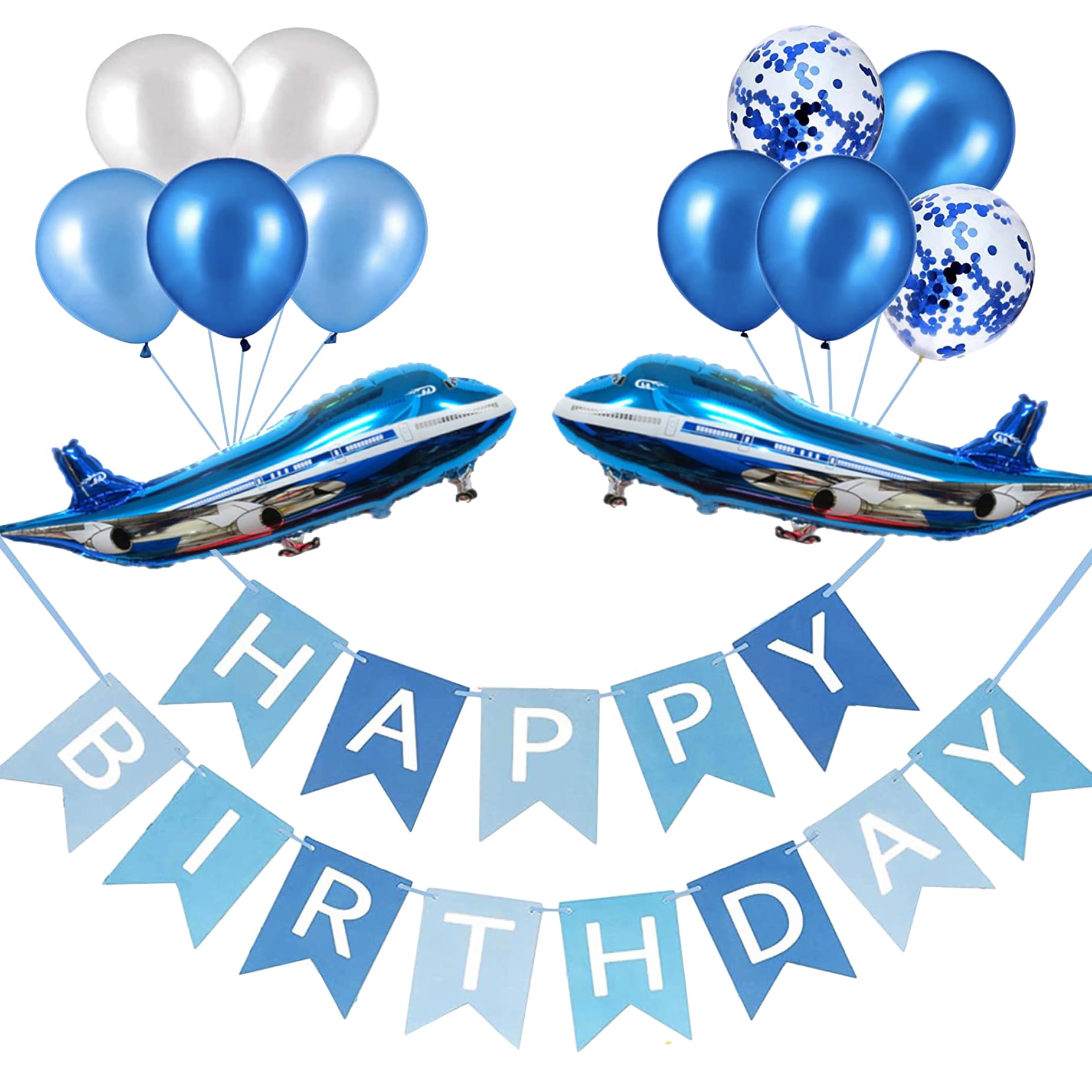 Photo 1 of 31inch Large Airplane Blue Party Decoration Airplane Balloon Birthday Party Supplies (14pcs Airplane set)