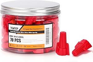 YMYP 70PCS Winged Wire Nut Connector - AWG 18-8 Red - Insulated Insert Twist Electrical Wire Terminal with Spring, Portable Wire Caps for Quick Connection