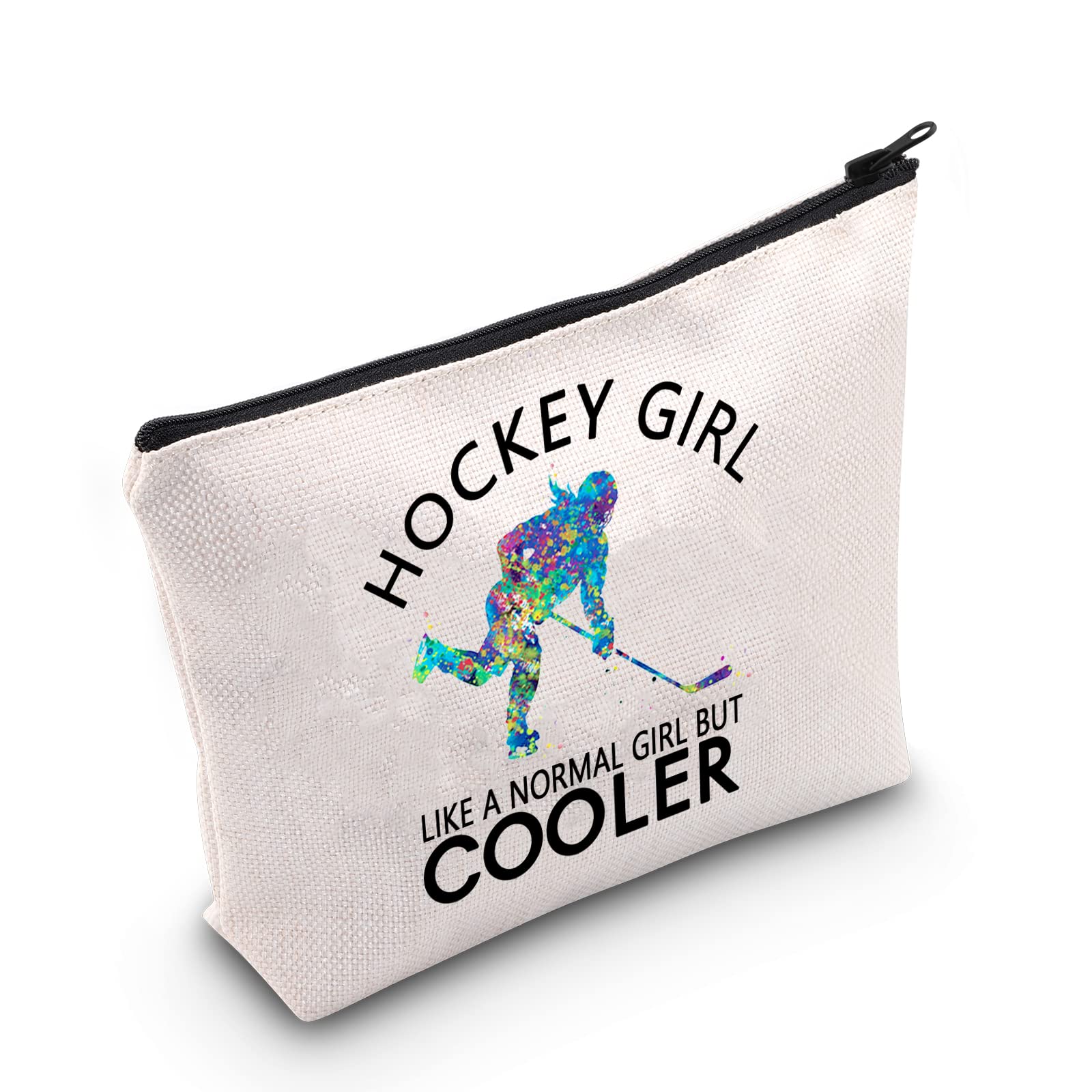 Hockey Sports Zipper Pouch Ice Hockey Gift Girls Hockey Designs Hockey Girl Like A Normal Girl But Cooler Cosmetic Bag for Women (U.Hockey Girl)