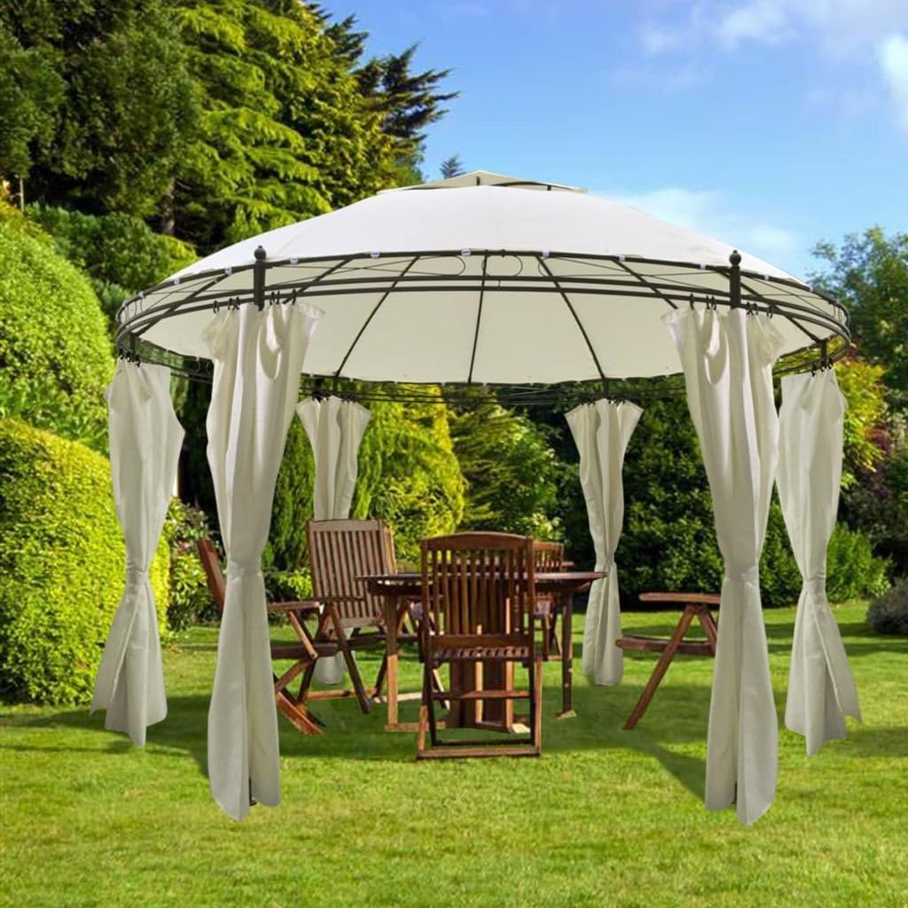Round Gazebo With Curtains 3 5 X 2 7 M Amazon Co Uk Kitchen Home