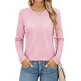 MAGCOMSEN Women's Long Sleeve Shirts Casual Crew Neck T-Shirt 2025 Basic Fall Tops Classic-fit Tee Breathable Cotton Top