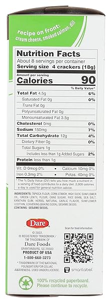 DARE BRETON, CRACKER HERB GARLIC, 4.76 OUNCE
