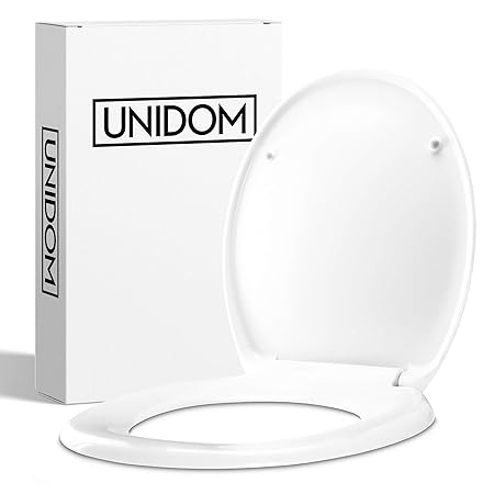 UNIDOM Hochwertiger WC-Sitz mit Absenkautomatik | O-Form Toilettendeckel in Weiß aus Duroplast - Antibakteriell | Klodeckel -