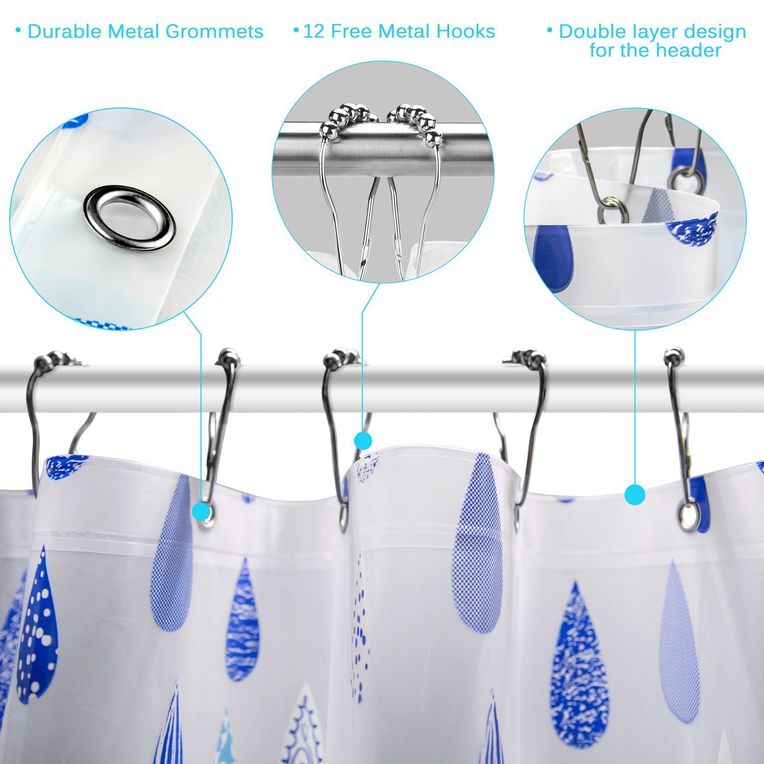 Gotitas de agua Kilokelvin Cortinas de Baño de Tela Impermeable