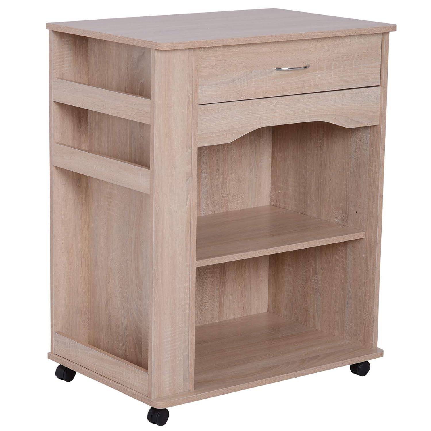 Best oak kitchen island cart trolley portable rolling storage dining table 2 drawers