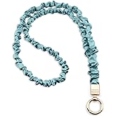 MyfavoriteK Teacher Scrunchie Lanyard for ID Badge, Thin Stretchy Elastic Neck Keychain, Cute Hands Free Accessory for School