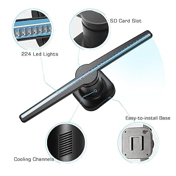 3D 5D 4K Hologram Advertising Display Led Fan with WiFi - Holographic 3D Photos and Videos - The 3D Projector is Best for Store, Shop, Bar, Casino, Holiday Events 43CM LED Display Fan Projector