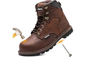 TOSAFZXY Work Safety Boots for Men Durable Crazy-Horse Leather Indestructible Steel Toe Waterproof and Non-Slip Better Warmth Men Work Shoes