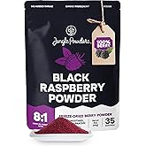 Black Raspberry Powder 5 Ounce Bag - 3rd Party Lab Tested Freeze Dried Raspberries Fruit Whole Berry for Baking, Unsweetened Additive Filler Free Superfood Extract Rasberries Smoothies Dehydrated