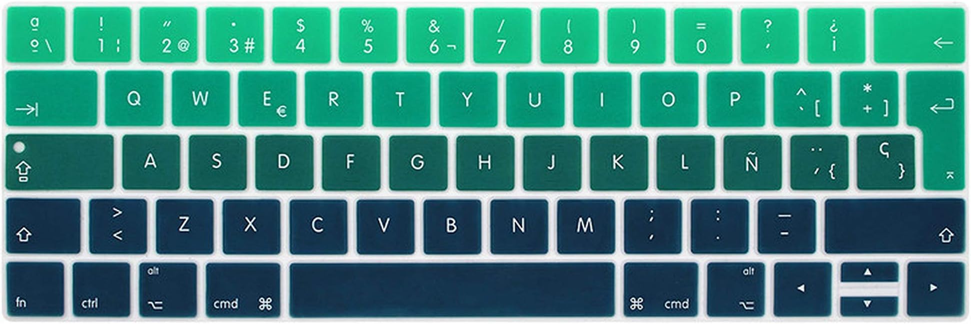 iwreuir Compatible for Gradient Color EU Layout Spanish Silicone Keyboard Cover Skin for MacBook Pro Retina 13" 15" with Touch Id and Touch Bar,16