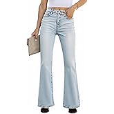 EMMIOL Flare Jeans for Women Trendy, Mid-High Waist Bootcut Bell Bottom Jeans, Stretchy Denim Y2K Pants with Pockets