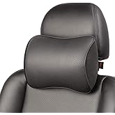 Aukee Car Headrest Pillow Memory Foam Car Neck Pillow with Adjustable Strap Soft Leather Headrest for Driving Home Office Black (1PC)