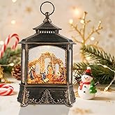 MUMTOP Christmas Snow Globe Lantern, Lighted Christmas Snow Globes, Nativity Scene Musical Snow Globe with Swirling Glittering and Battery Operated LED Light Home Decor(Nativity)