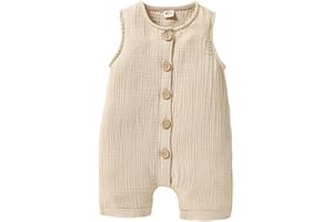 Cecobora Infant Newborn Baby Boys Girls Cotton Linen Romper Summer Jumpsuit Sleeveless Overalls Clothing Set