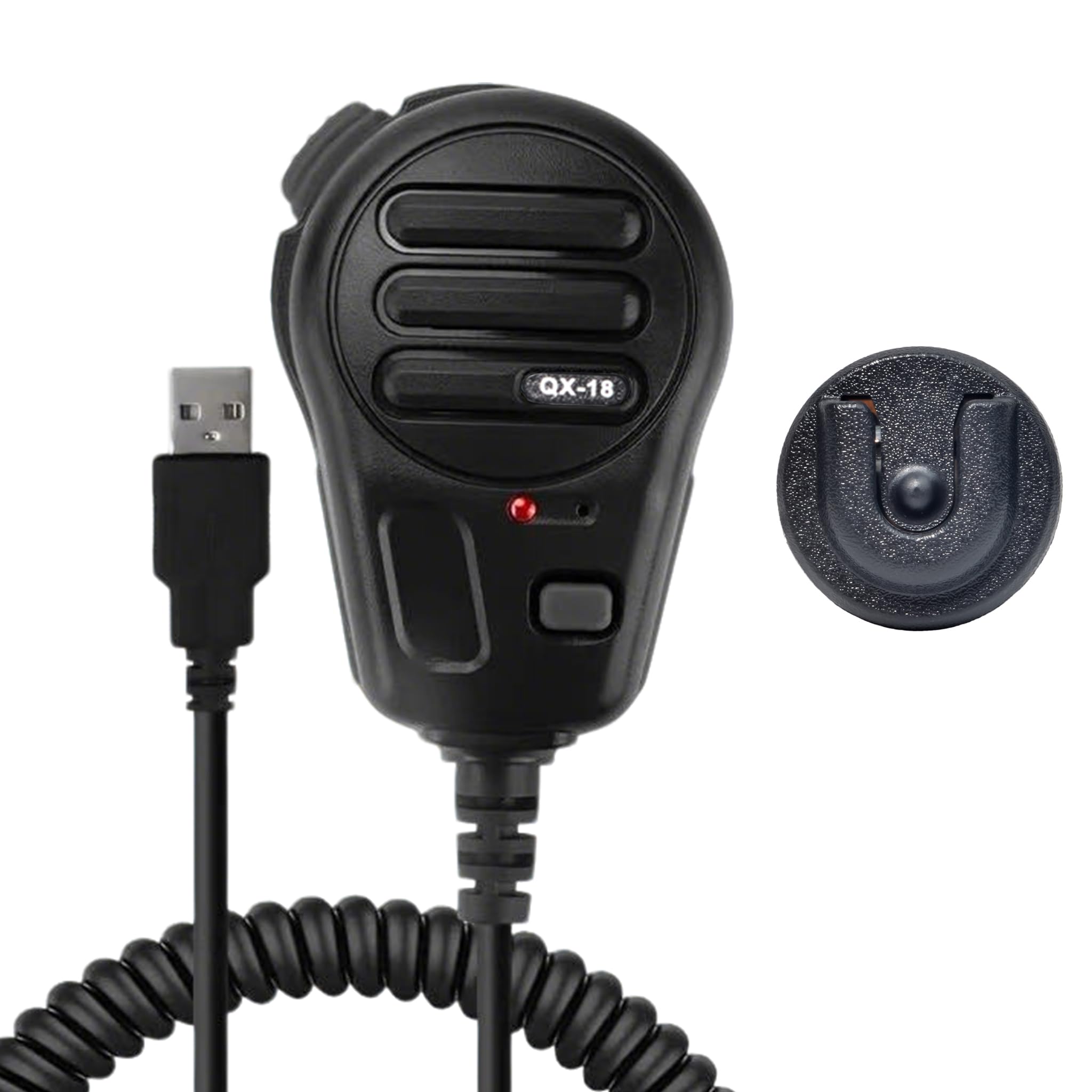 HYSHIKRA USB-A Microphone, Mic PTT and Two Programmable Key for American Truck Simulator, PC, Laptop, PC Game w/Microphone Holder and Programming Software (No Speaker Version)