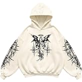 Verdusa Men's Y2k Gothic Graphic Hoodie Sweatshirt | Long Sleeve, Fleece, Oversized, Grunge Clothes, Vintage, Streetwear, Matching Hoodie, Fall Outfits