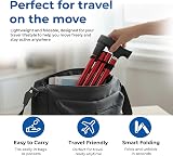 Life Healthcare Folding Walking Stick Adjustable Height Red Lightweight view 4