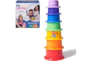 Ms. Rachel Official Rainbow Stacking Cups 7-Pack, Educational Toys & Toddler Toys for Girls & Boys Ages 6 Months to 2+ Years
