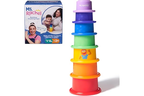 Ms. Rachel Official Rainbow Stacking Cups 7-Pack, Educational Toys & Toddler Toys for Girls & Boys Ages 6 Months to 2+ Years