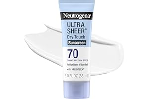 Neutrogena Ultra Sheer Dry-Touch Sunscreen Lotion SPF 70, Broad Spectrum, Water Resistant 80 Min, Oil-Free, Oxybenzone-Free, Non-Comedogenic, Matte Finish, Body Sunscreen, Travel Size 3 Fl Oz