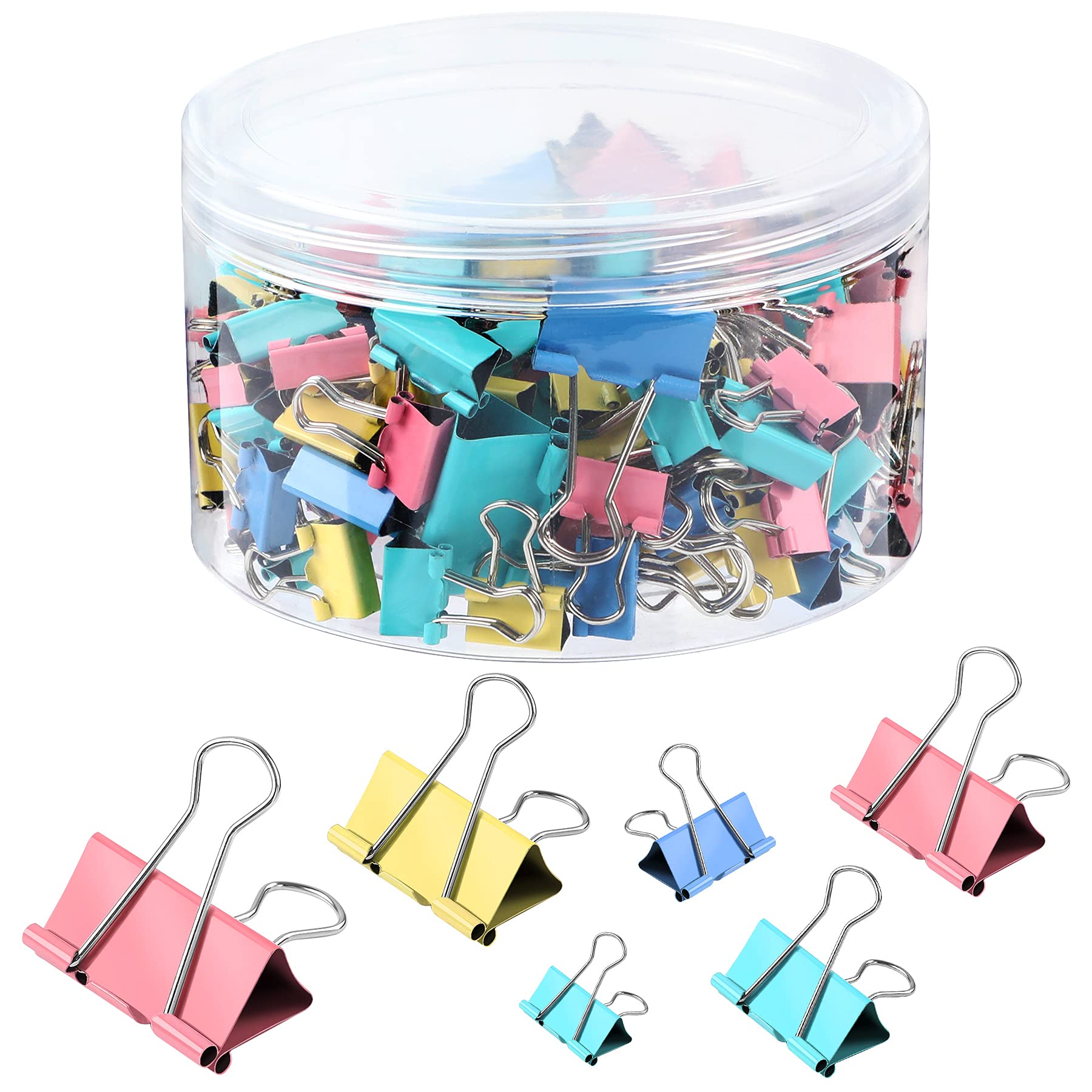 SANNIX 110 Pieces Paper Binder Clips Paper Clamps for Office Supplies 6 Assorted Sizes, Colored