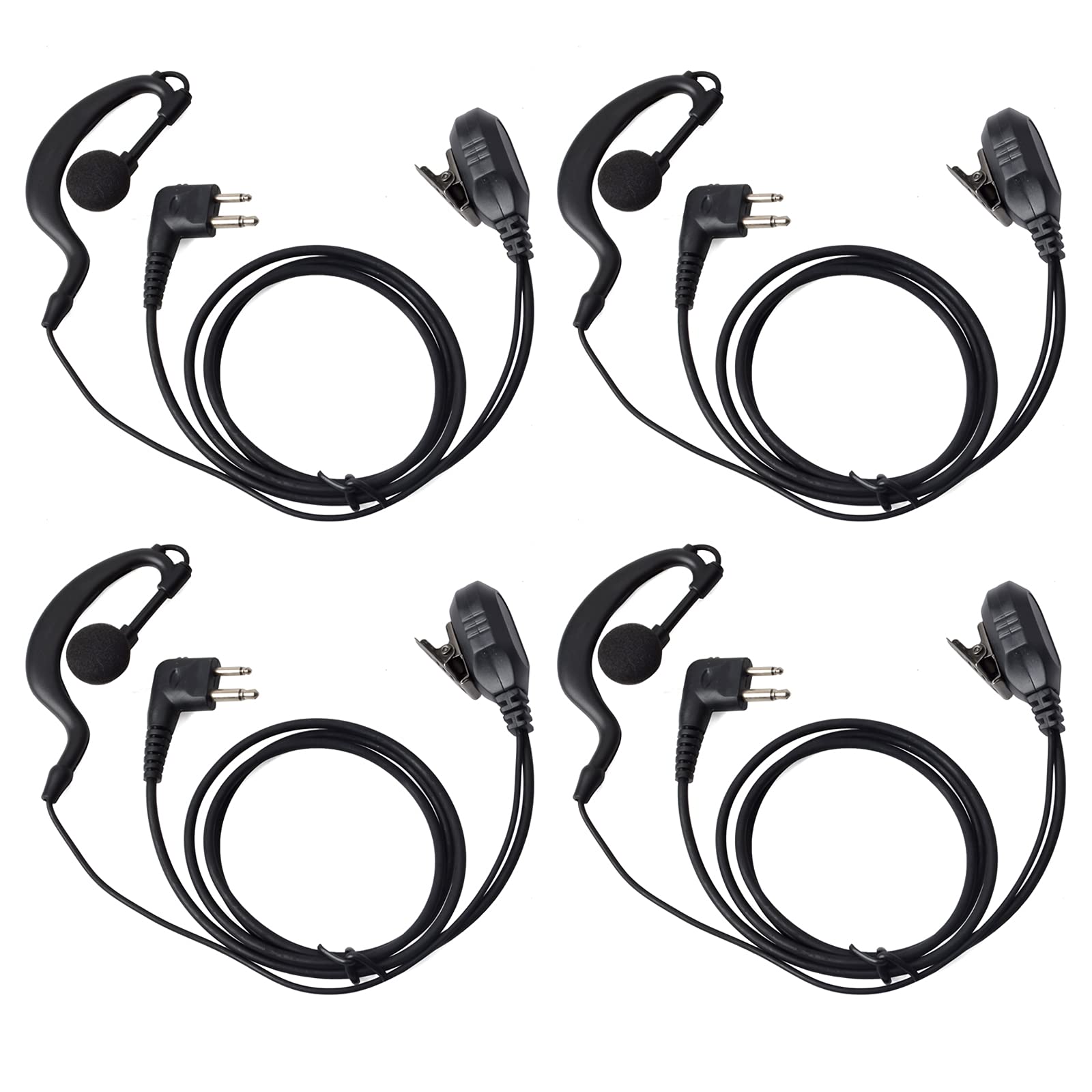 HYS G-Shape Earpiece with Mic Walkie Talkie Headset Compatible with Motorola CP040 CP140 Hytera Midland 2 Way Radio(4 Pack)