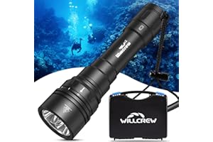 Willcrew DX150 15000 Lumen Dive Lights Professional Scuba Diving Flashlight, Waterproof Underwater Rechargeable Dive Torch 4 Light Modes with Charger and Toolbox