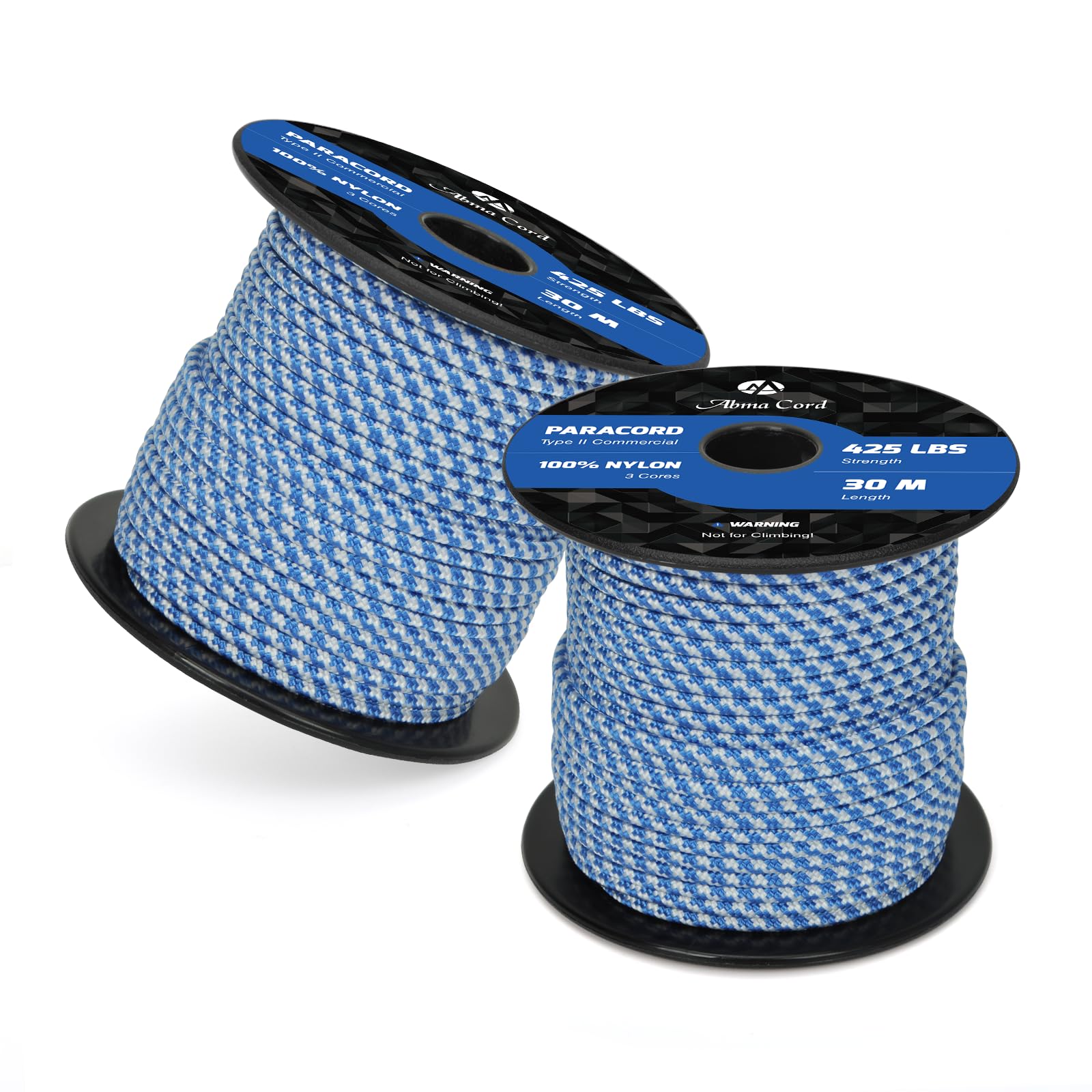 Abma Cord Paracord 425 lbs 3mm 100% Nylon 30M - Dark Blue & White