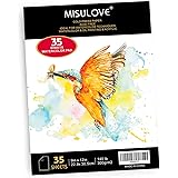 MISULOVE Watercolor Paper 9x12 Inch, 35 White Sheets (140lb/300gsm), Cold Pressed Art Sketchbook Pad for Painting & Drawing &