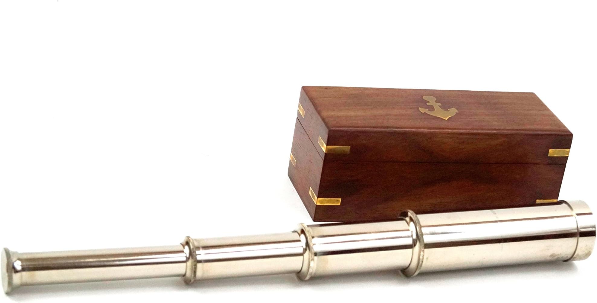 ITDC 15" Handheld Brass Telescope With Leather Case - Nautical Collector