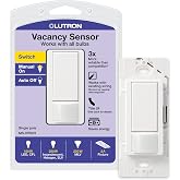 Lutron Maestro Vacancy Motion Sensor Light Switch for Bathroom, Garage, Laundry Room, and Closet, for Any Light Bulbs, Auto Off Only, Single-Pole Only, No Neutral Required, MS-VPS2-WH, White