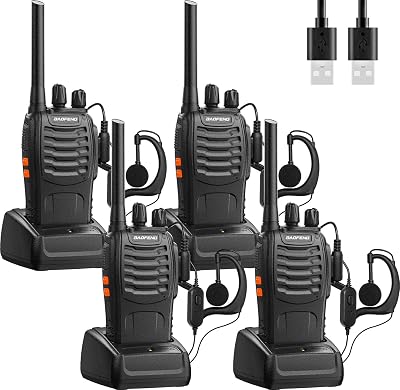 BaoFeng Long Range 2 Way Radios 16 Channels VOX USB Charger 4 Pack