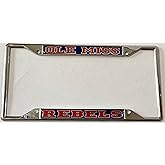 Mississippi License Plate Frame, Silver, Ole Miss Car Tag Holder, Domed Mirror Rebels