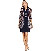 2PC Geometric Pattern Puff Print Mesh Jacket & Dress
